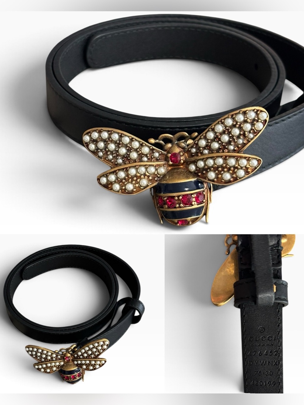 Gucci Queen Margaret Bee Thin Belt - Size 75/30